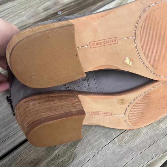 Vince Camuto Gray Leather Pimmy Ankle Boots Size 8 - Picture 9 of 11